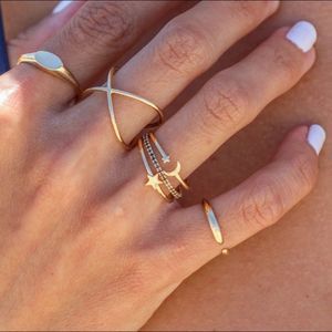 14K Solid Yellow Gold Stackable Ring Dainty Star
